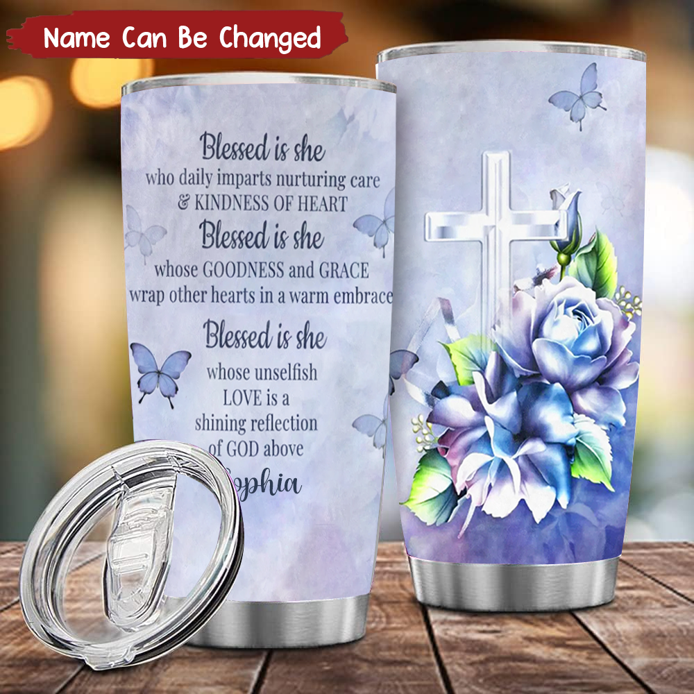 Biblical Comfort:Bless Is She-Personalized Tumbler Gift